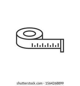 Measure tape icon in flat style. Ruler sign vector illustration on white isolated background. Meter business concept.