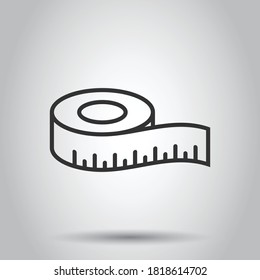 Measure tape icon in flat style. Ruler sign vector illustration on white isolated background. Meter business concept.