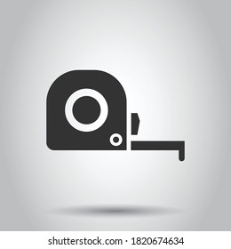 Measure tape icon in flat style. Ruler sign vector illustration on white isolated background. Meter business concept.