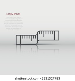 Measure tape icon in flat style. Ruler sign vector illustration on white isolated background. Meter business concept.