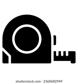 measure tape icon in glyph style isolated on white background. Construction tools, vector illustration for graphic design projects
