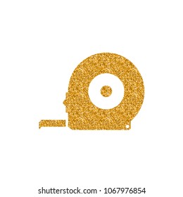 Measure tape icon in gold glitter texture. Sparkle luxury style vector illustration.