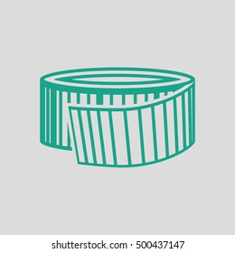 Measure tape icon. Gray background with green. Vector illustration.