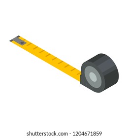 Measure tape icon. Isometric of measure tape vector icon for web design isolated on white background