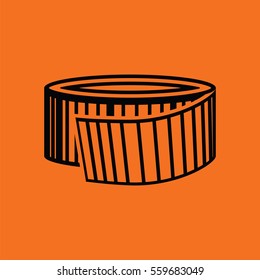 Measure tape icon. Orange background with black. Vector illustration.