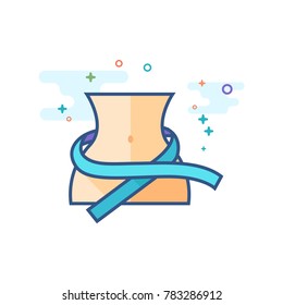 Ícone de fita de medida no estilo de cor plano com contorno. Ilustração vetorial.