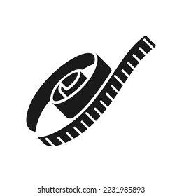 Measure Tape icon silhouette 
design template vector illustration