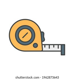 Measure tape icon. Simple filled outline style. Meter, length, metric, size concept for app and web. Vector illustration isolated on white background. EPS 10.