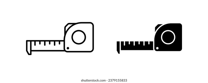 Measure tape icon vector set. Outline measuring symbol