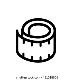 Measure tape line icon. Outline vector illustration