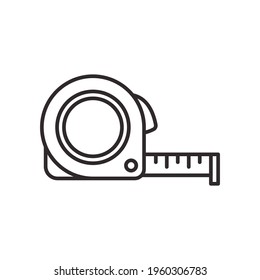 Measure tape line icon. Simple outline style. Meter, length, metric, size concept for app and web. Vector illustration isolated on white background. EPS 10.