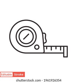 Measure tape line icon. Simple outline style. Meter, length, metric, size concept for app and web. Vector illustration isolated on white background. Editable stroke EPS 10.