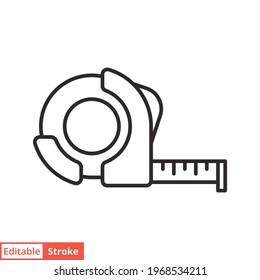 Measure tape line icon. Simple outline style. Meter, length, metric, size concept for app and web. Vector illustration isolated on white background. Editable stroke EPS 10.