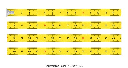 Measure Tape Vector Meter Isolated Scale. Yellow Ruler Measure Tape Centimeter Inch.