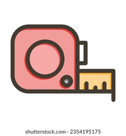 Measure Tape Vector Thick Line Filled Colors Icon For Personal And Commercial Use.
