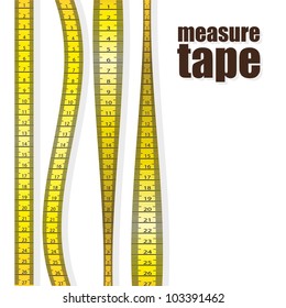 Measure tapes in different positions isolated on white background. vector illustration