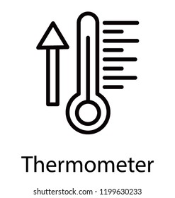 Measure temperature with thermometer line icon 