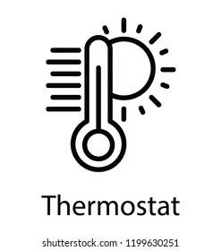 Measure temperature with thermometer line icon 