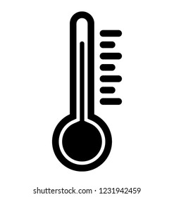 Measure temperature with thermometer solid icon