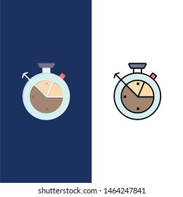 Measure, Time, Clock, Data Science  Icons. Flat and Line Filled Icon Set Vector Blue Background. Vector Icon Template background