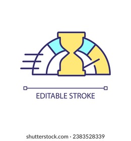 Measure time RGB color icon. Breakneck speed. Deadline alert. Limit is running out. Improve quickness. Isolated vector illustration. Simple filled line drawing. Editable stroke. Arial font used