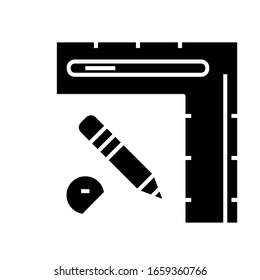 Measure tool black icon, concept illustration, vector flat symbol, glyph sign.