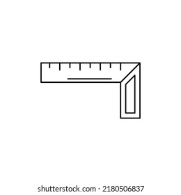 Measure tool, pencil and L square ruler icon in line style icon, isolated on white background