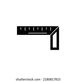 Measure tool, pencil and L square ruler in black flat glyph, filled style isolated on white background