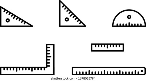 measure tool school study simple pop set icon