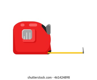 Measure tool, tape, roulette. Flat icon. Vector design