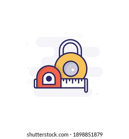Measure Tools vector filled outline icon style illustration. EPS 10 file 