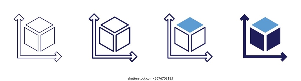 Icono de medición de par en 4 estilos diferentes. Línea delgada, línea, línea en negrita, duotono. Estilo duotono. Trazo editable.