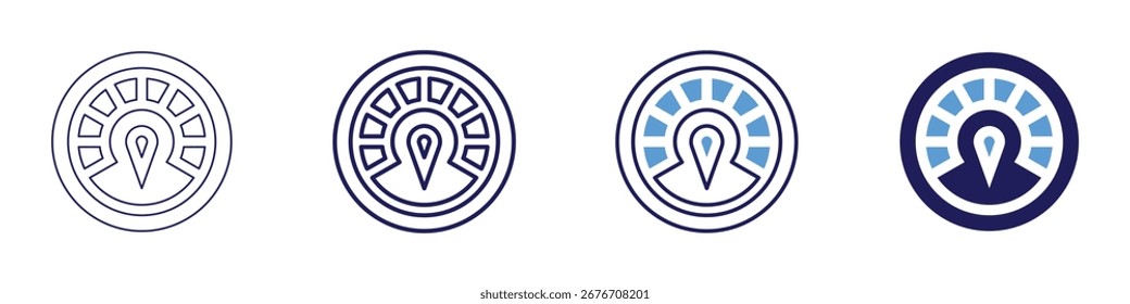 Messen Sie Umsatz Symbol in 4 verschiedenen Stilen. Dünne Linie, Linie, Fette Linie, Duotone. Duotone-Stil. Bearbeitbarer Strich.