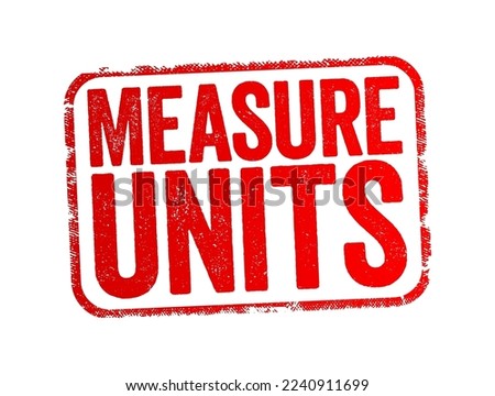 Measure Units is a definite magnitude of a quantity, defined and adopted by convention or by law, text concept message bubble