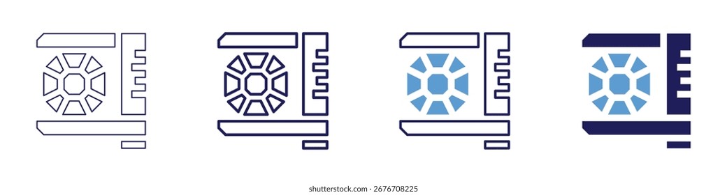 Ícone de valor de medida em 4 estilos diferentes. Linha Fina, Linha, Linha Negrito, Duotônico. Estilo duotônico. Traçado editável.