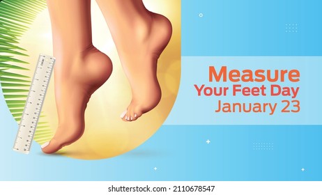 Measure Your Feet Day On January 23 business brochure flyer banner design horizontal template vector, cover presentation abstract, modern publication poster and flag-banner.