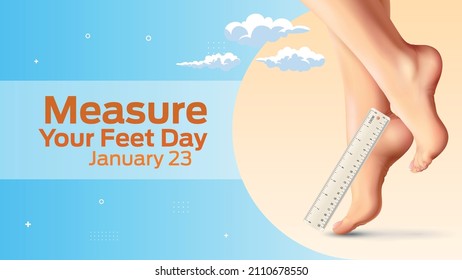 Measure Your Feet Day On January 23 business brochure flyer banner design horizontal template vector, cover presentation abstract, modern publication poster and flag-banner.