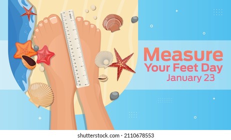 Measure Your Feet Day On January 23 business brochure flyer banner design horizontal template vector, cover presentation abstract, modern publication poster and flag-banner.