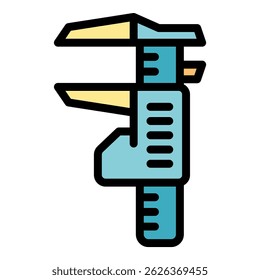 Ícone do calibrador de medida. Contorno de medida caliper vetor ícone cor plana isolado