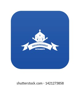Measurement cube icon blue vector isolated on white background