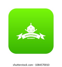 Measurement cube icon green vector isolated on white background