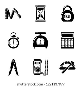 Measurement device icons set. Simple set of 9 measurement device vector icons for web isolated on white background