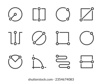 Measurement and Dimension vector line icons. Size, Length, Width and Scale measure outline icon set.