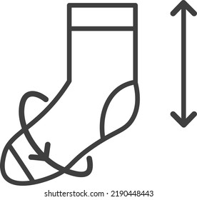 Measurement And Dimensions Of Socks, Clothes And Accessories From Shop. Store Info For Clients, Finding Right Fit For Customers. Isolated Icon, Line Art Minimalist Label. Vector In Flat Style