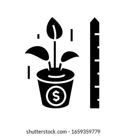 Measurement of financial growth black icon, concept illustration, vector flat symbol, glyph sign.