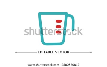 Measurement Glass Vector Design, Measuring Cup Icon, Kitchen Tool Graphic, Cooking Scale Symbol, Minimal Liquid Element
