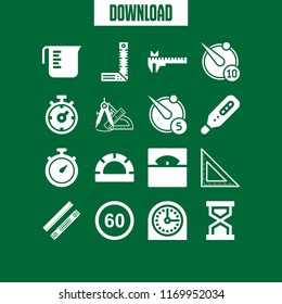 measurement icon. 16 measurement vector set. protractor, caliper, measure instruments and ruler icons for web and design about measurement theme