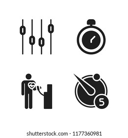 measurement icon. 4 measurement vector icons set. timer, blood pressure gauge and chronometer icons for web and design about measurement theme