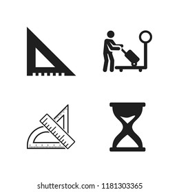 measurement icon. 4 measurement vector icons set. measuring tools, scale and hour glass icons for web and design about measurement theme