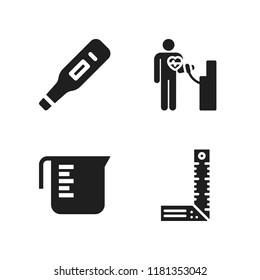 measurement icon. 4 measurement vector icons set. thermometer, blood pressure gauge and ruler icons for web and design about measurement theme